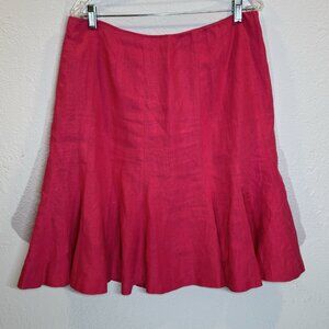 Chaps Linen Skirt‎ Women's size 12 Pink Ruffle Hem Barbiecore Retro 90s Y2K
